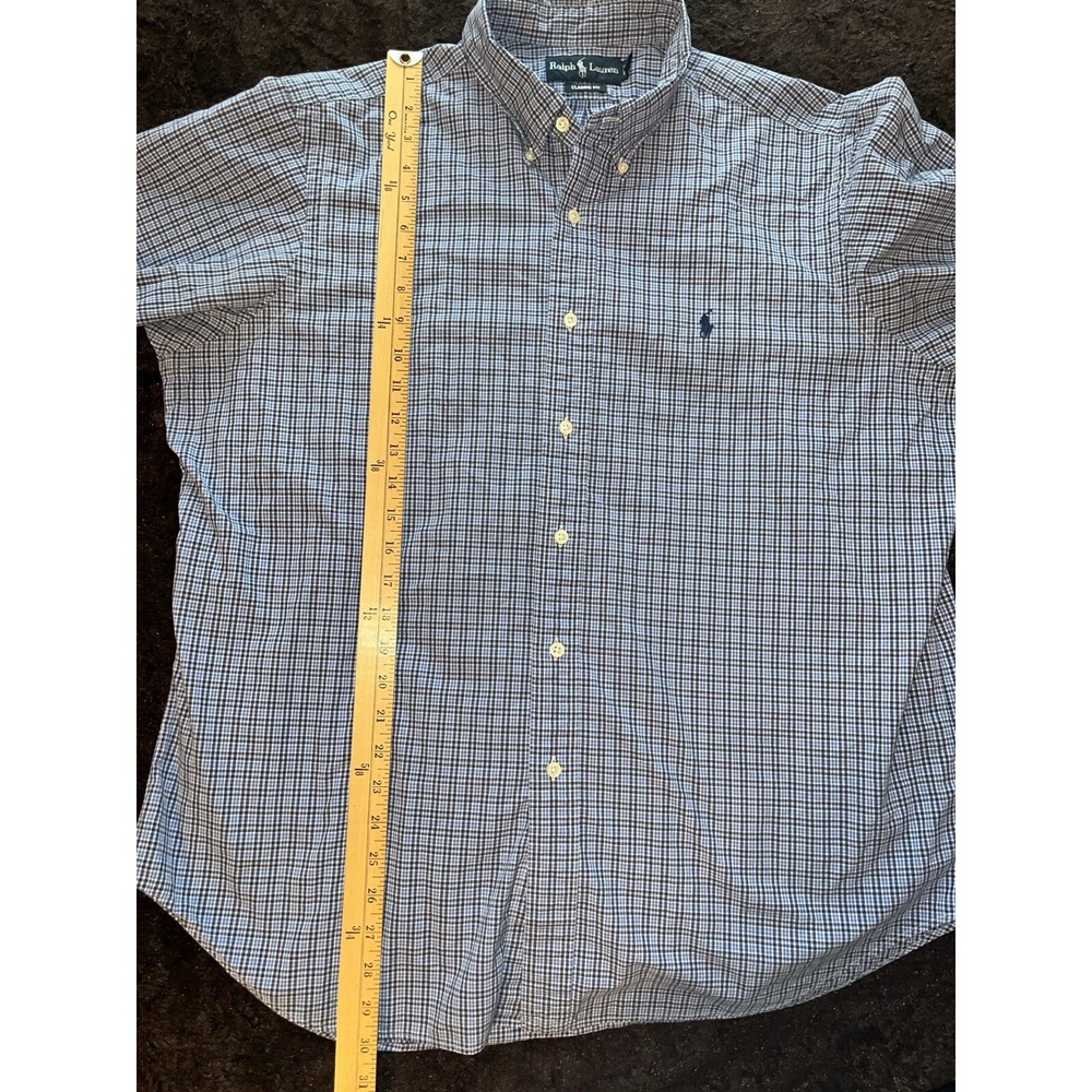 Ralph Lauren Button Down Shirt Mens Size XL Blue Plaid Classic Fit Long Sleeve - Picture 8 of 8